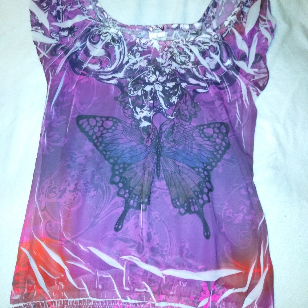 sheer butterfly top